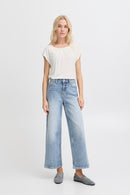 Perl Pleat Tee - Marshmallow