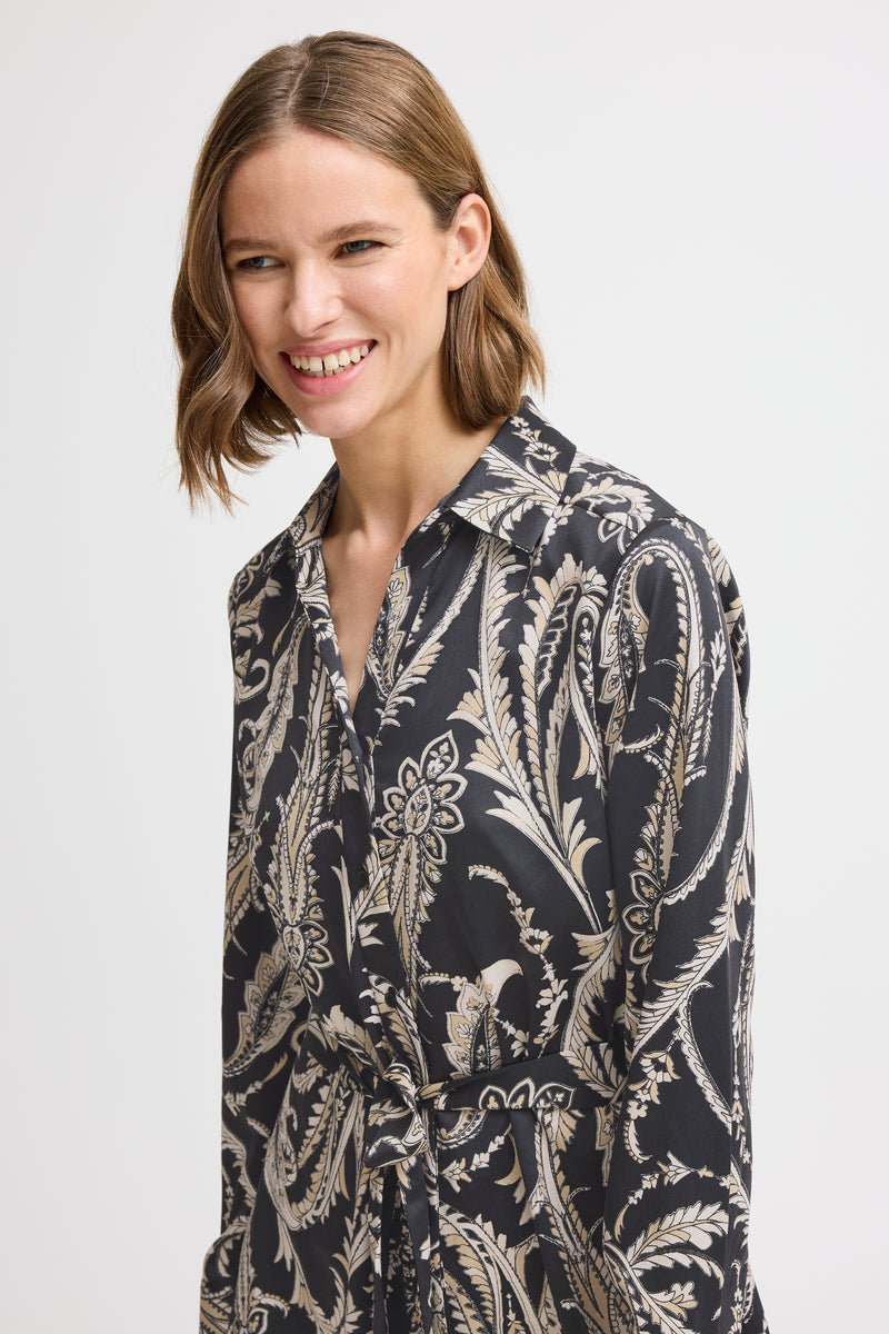 Byflair Shirt Dress - Black Paisley