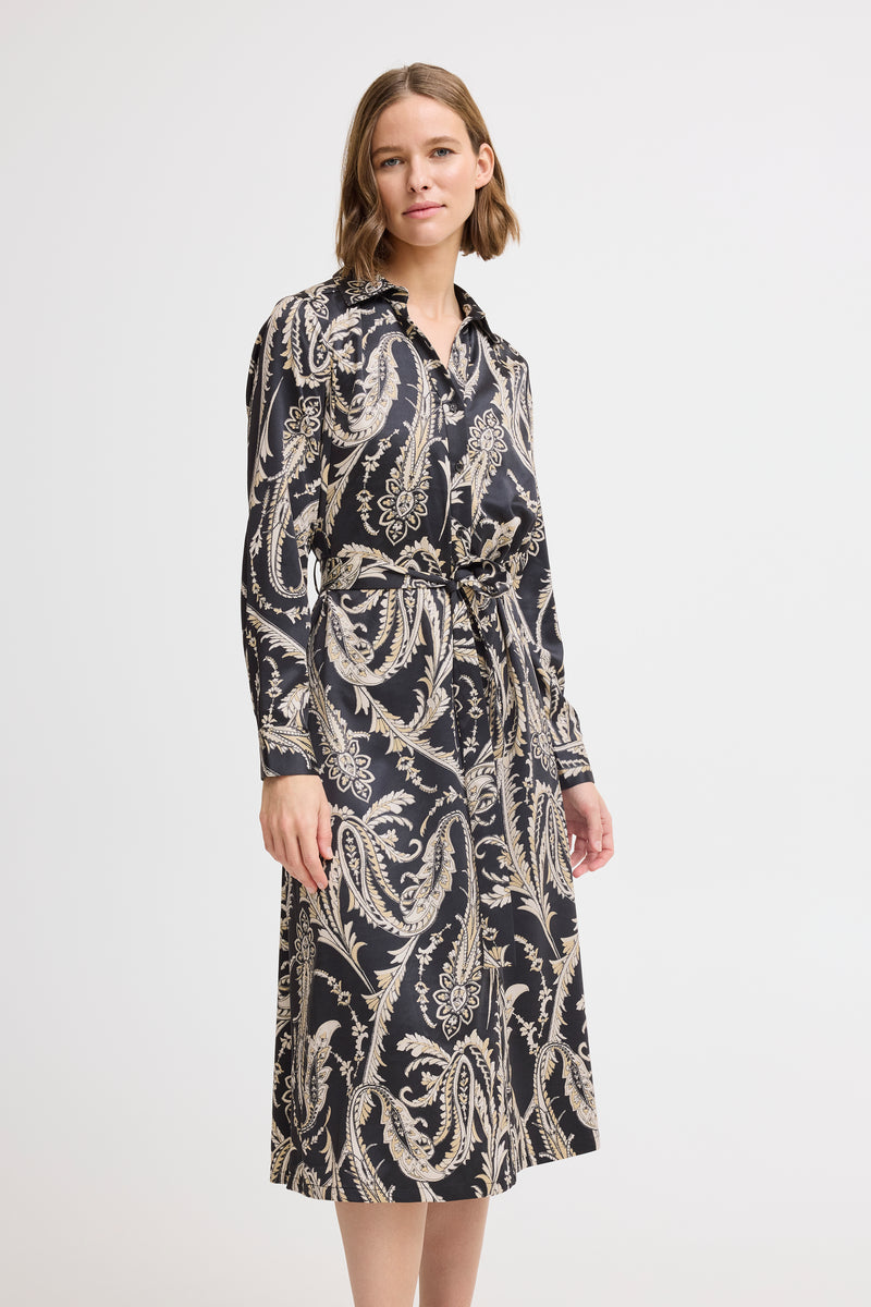 Byflair Shirt Dress - Black Paisley