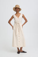 Falakka Button Dress - Rainy Day Melange