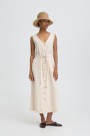 Falakka Button Dress - Rainy Day Melange