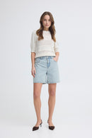 Kielo Emb Shorts - Light Blue Denim