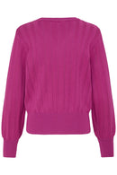 Morla Pointelle V Neck Jumper - Festival Fuchsia