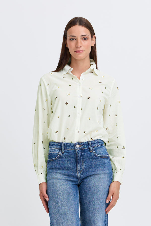 Jadis Long Sleeve Shirt - Multi Emb Flower