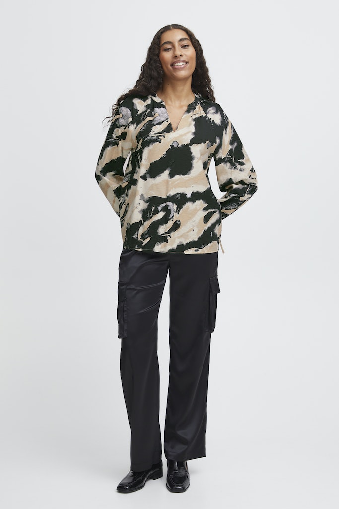 Ihamma V Neck Blouse - Birch Mix