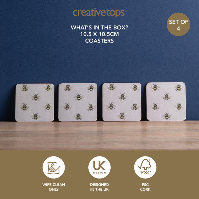 Bee Print Pack of 4 Coasters