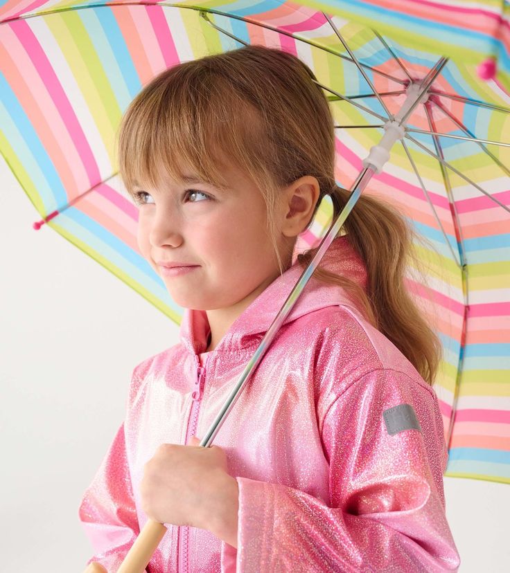 Summer Stripe Zip Up Rain Jacket - Sachet Pink