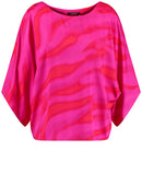AtTheRiviera Short Sleeve Blouse - Magenta Print