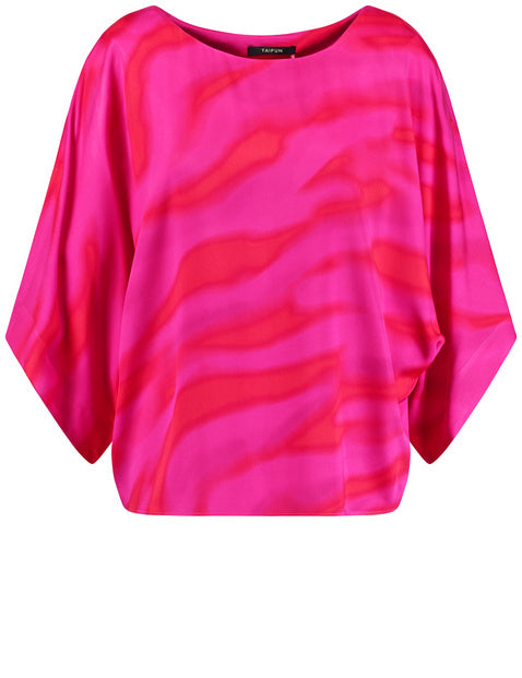 AtTheRiviera Short Sleeve Blouse - Magenta Print