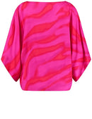 AtTheRiviera Short Sleeve Blouse - Magenta Print