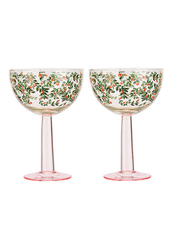 Christmas Set of 2 Champagne Coupes - Dolly Rose