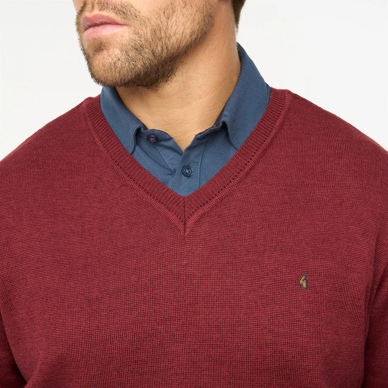 Plain V Neck Jumper - Mulberry
