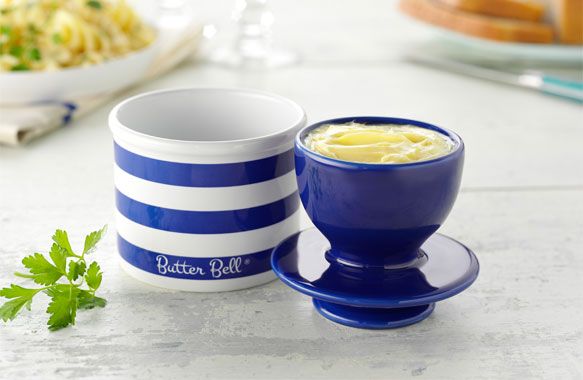 Nautical Blue Stiped Butter Bell Crock