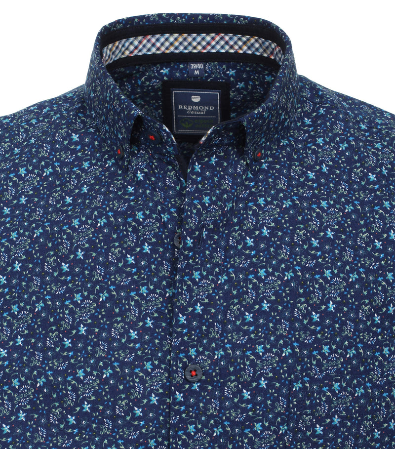 Print Short Sleeve Shirt - Blue