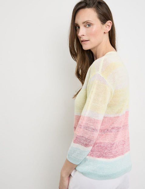 Destination 3/4 Slv Stripe Jumper - Yellow/red/orange