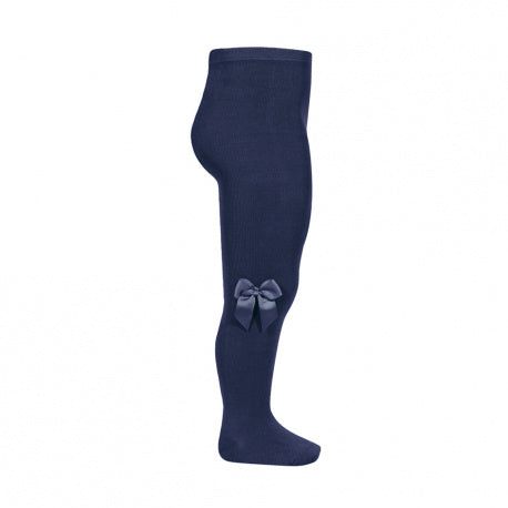 Side Grosgrain Bow Tights - Navy