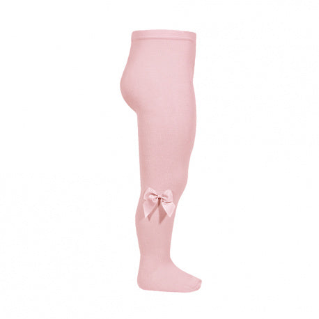 Side Grosgrain Bow Tights - Pale Pink