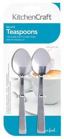 Set of 6 Stainless Steel Teaspoons