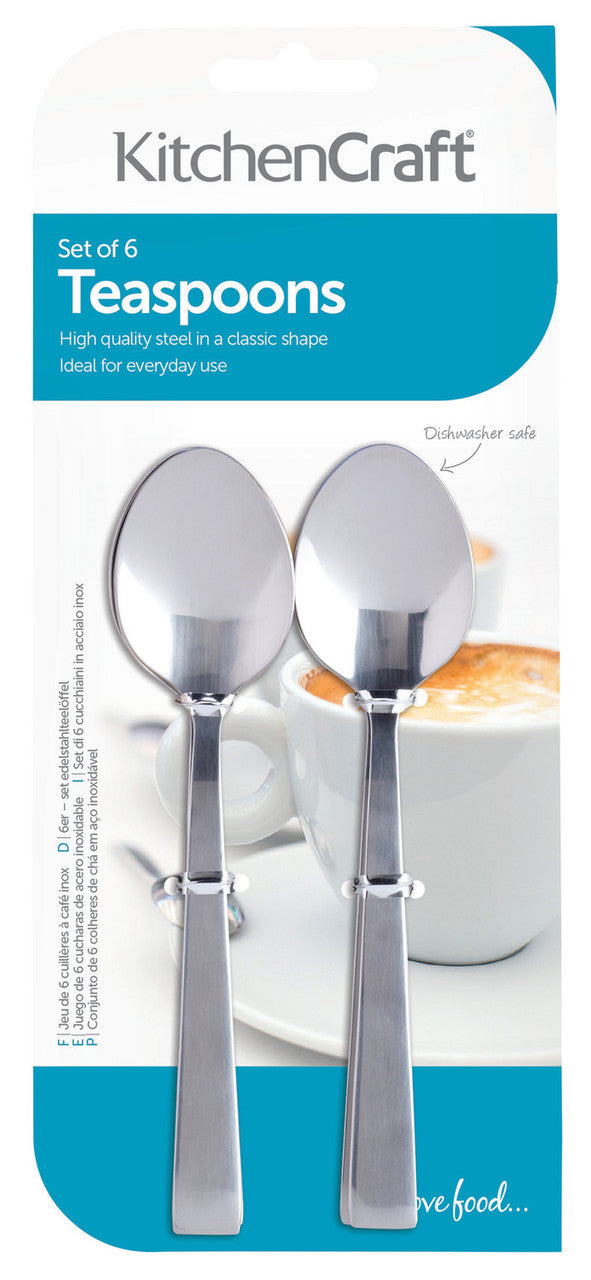 Set of 6 Stainless Steel Teaspoons
