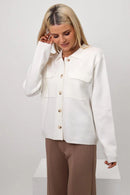 Dani Button Cardigan - White