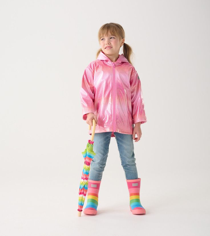 Summer Stripe Zip Up Rain Jacket - Sachet Pink