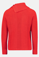 Chunky Polo Neck Jumper - Poppy Red