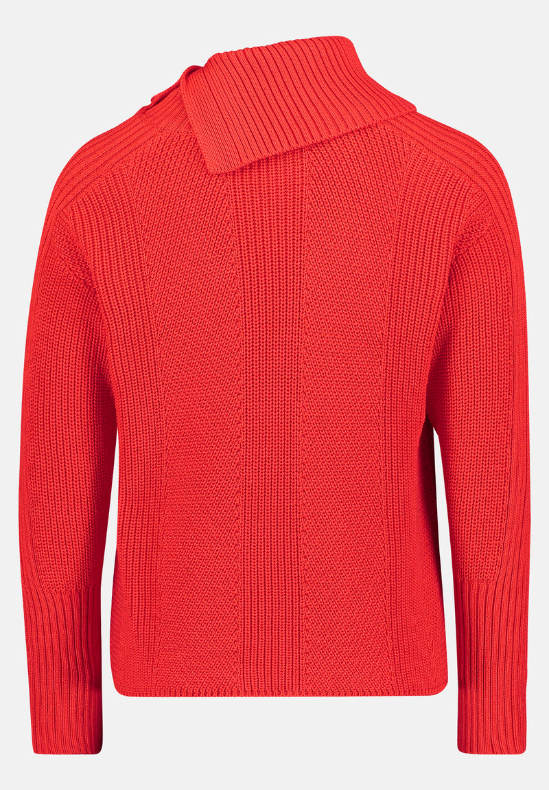 Chunky Polo Neck Jumper - Poppy Red