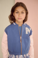 Devis Sweat zip up varsity cardigan - Ensign Blue