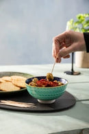 Indigo Chevron Stoneware Nibble Bowl - 12cm