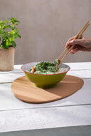 Green and Blue Geometric Stoneware Ramen Bowl - 21cm