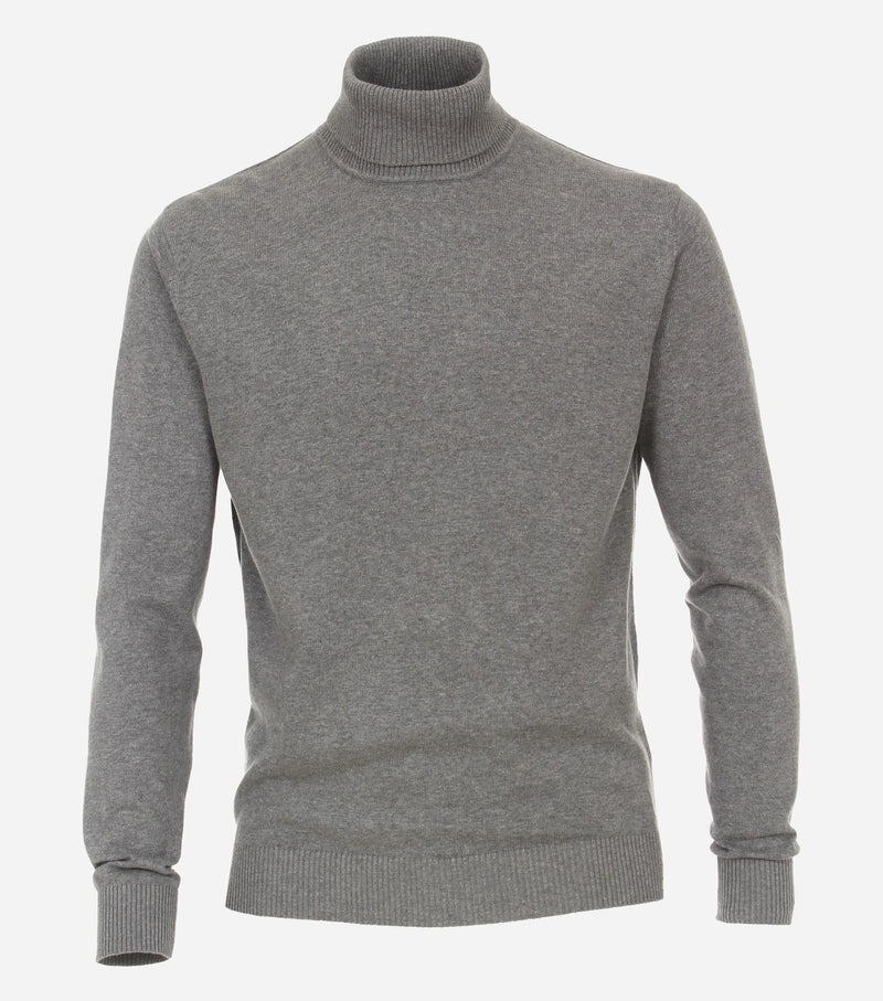 Plain Polo Neck Jumper - Grey