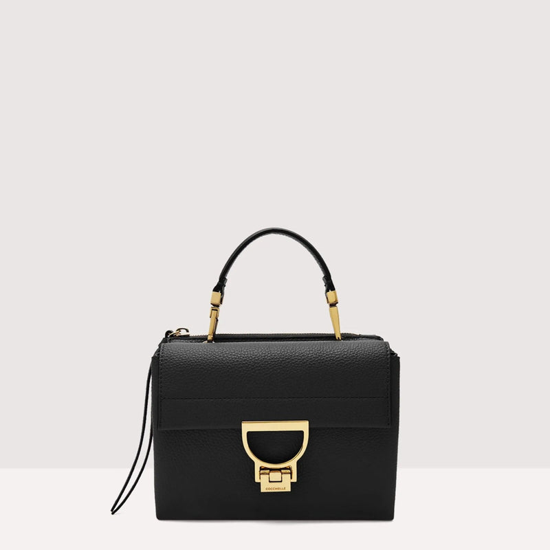 Grained Leather Handbag - Black