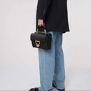 Grained Leather Handbag - Black