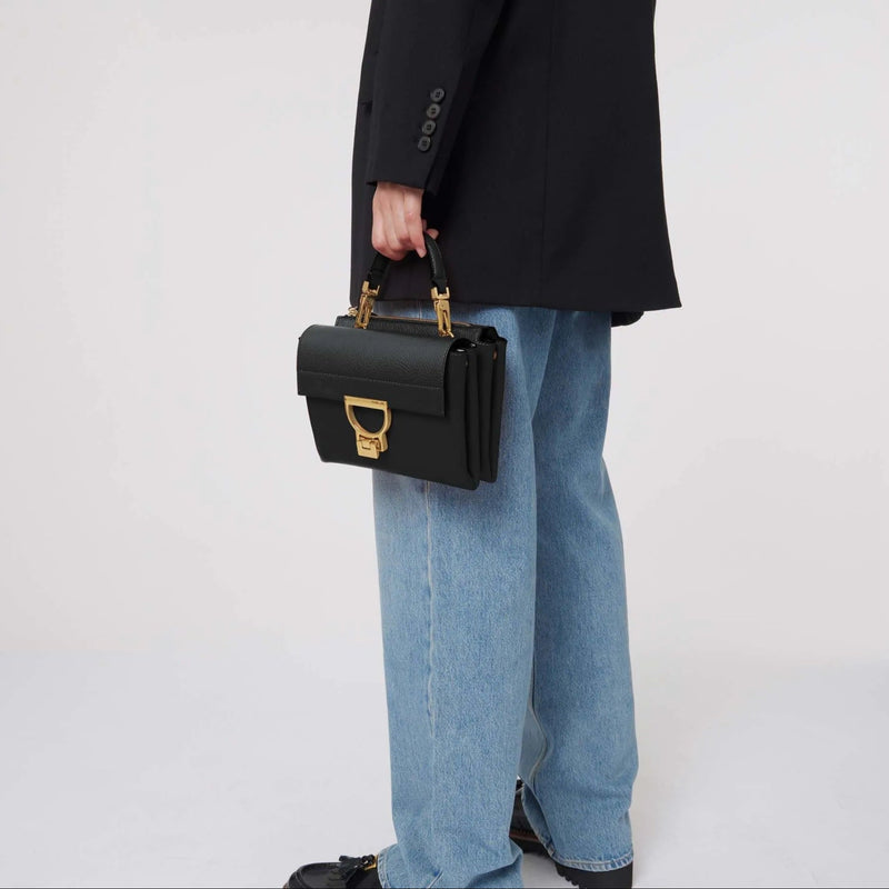 Grained Leather Handbag - Black