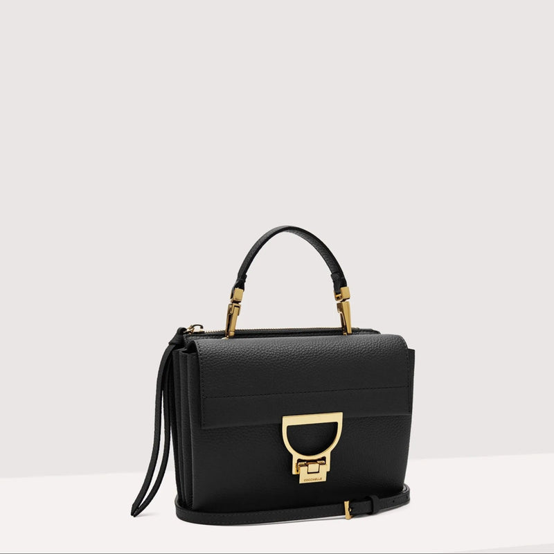 Grained Leather Handbag - Black