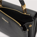 Grained Leather Handbag - Black