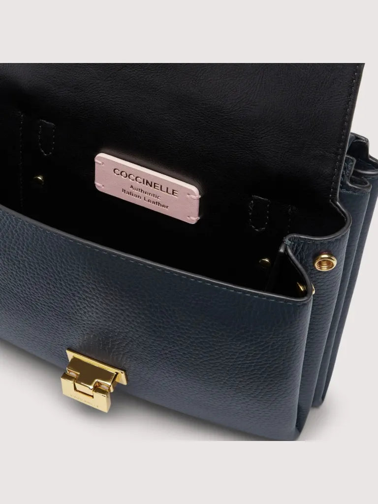Grained Leather Handbag - Midnight Blue