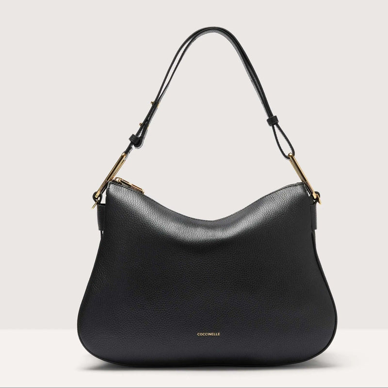 Grained Leather Handbag - Black