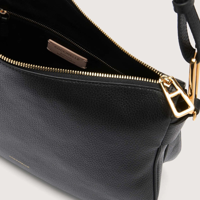 Grained Leather Handbag - Black