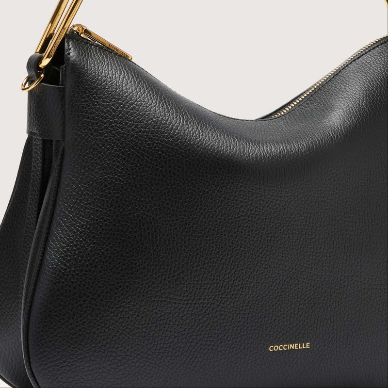 Grained Leather Handbag - Black