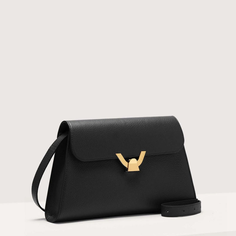 Grained Leather Handbag - Black