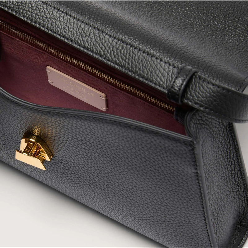 Grained Leather Handbag - Black