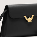 Grained Leather Handbag - Black
