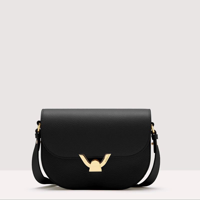 Grained Leather Handbag - Black