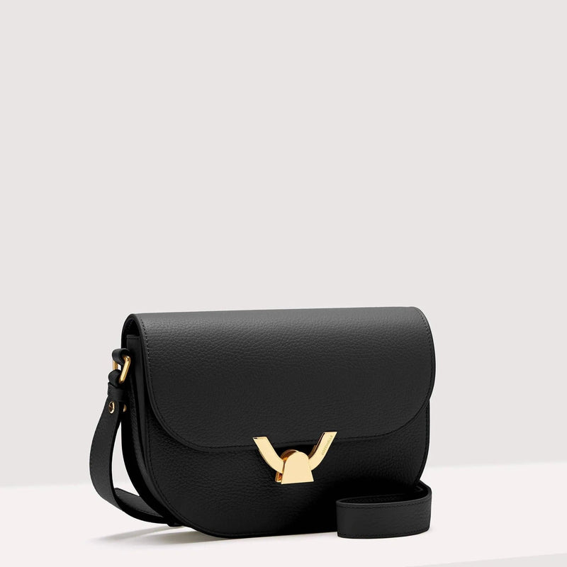 Grained Leather Handbag - Black