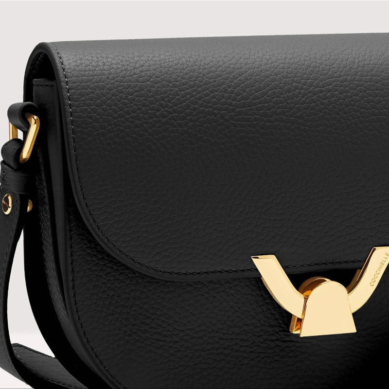 Grained Leather Handbag - Black