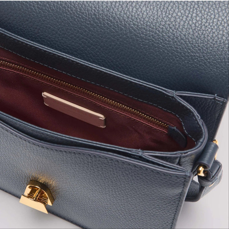 Grained Leather Handbag - Midnight Blue