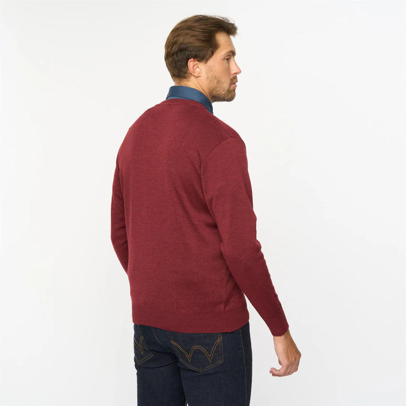 Plain V Neck Jumper - Mulberry
