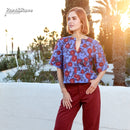 Effy V-Neck Top - Blue