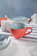 Grey Floral Stoneware Mug - 330ml